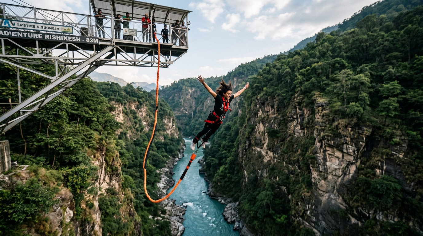 83 meter bungee jumping at Mohan Chatti Rishikesh